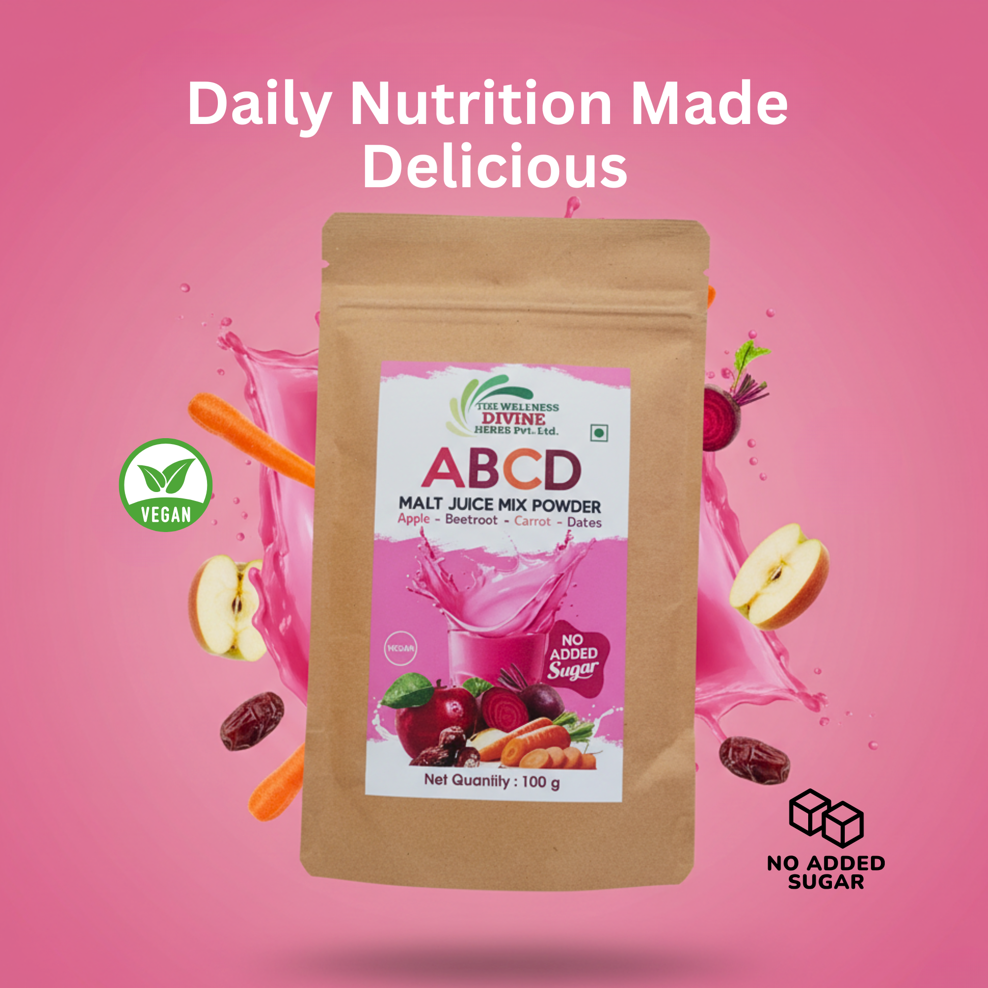 ABCD Malt Juice Mix Powder – Apple, Beetroot, Carrot & Dates