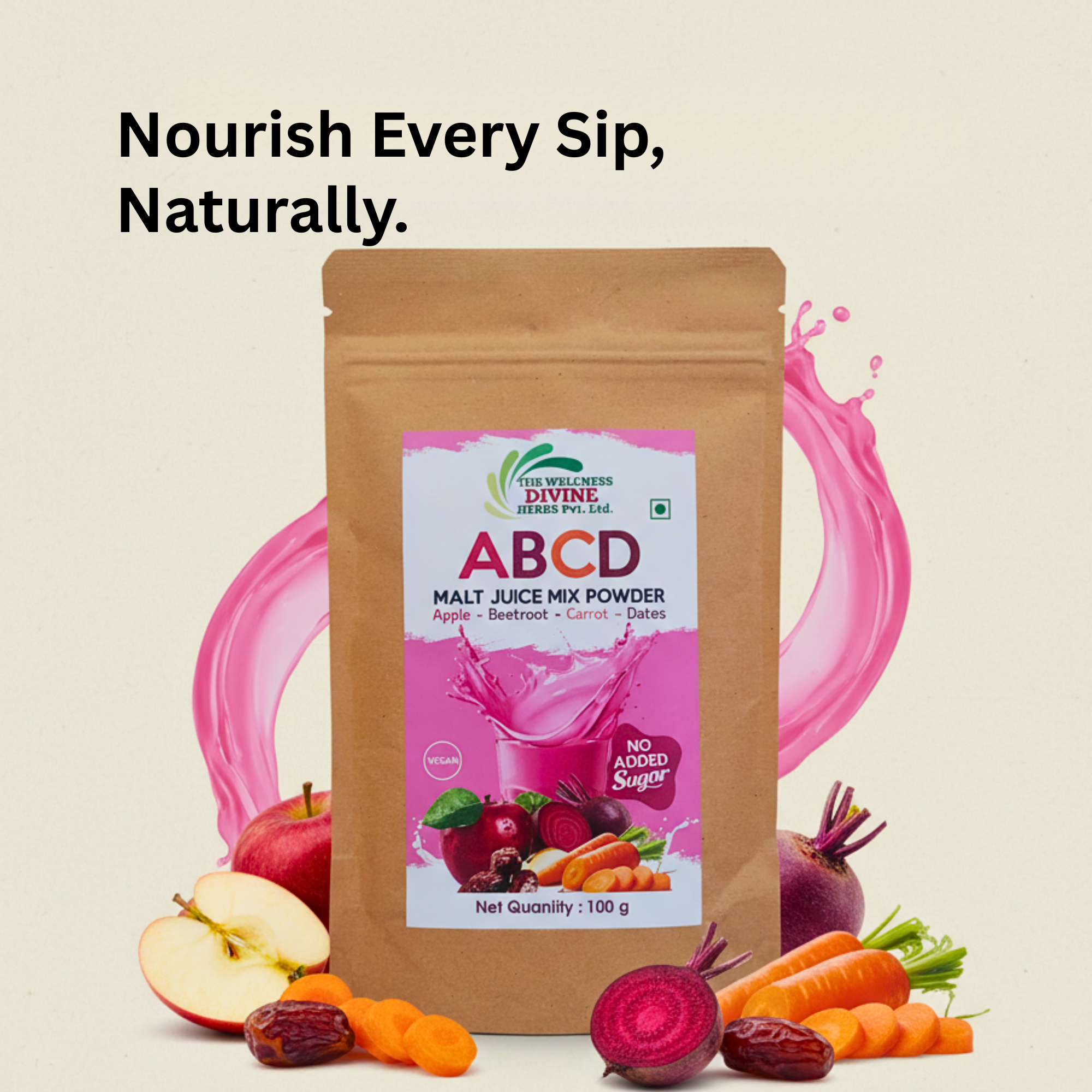 ABCD Malt Juice Mix Powder – Apple, Beetroot, Carrot & Dates