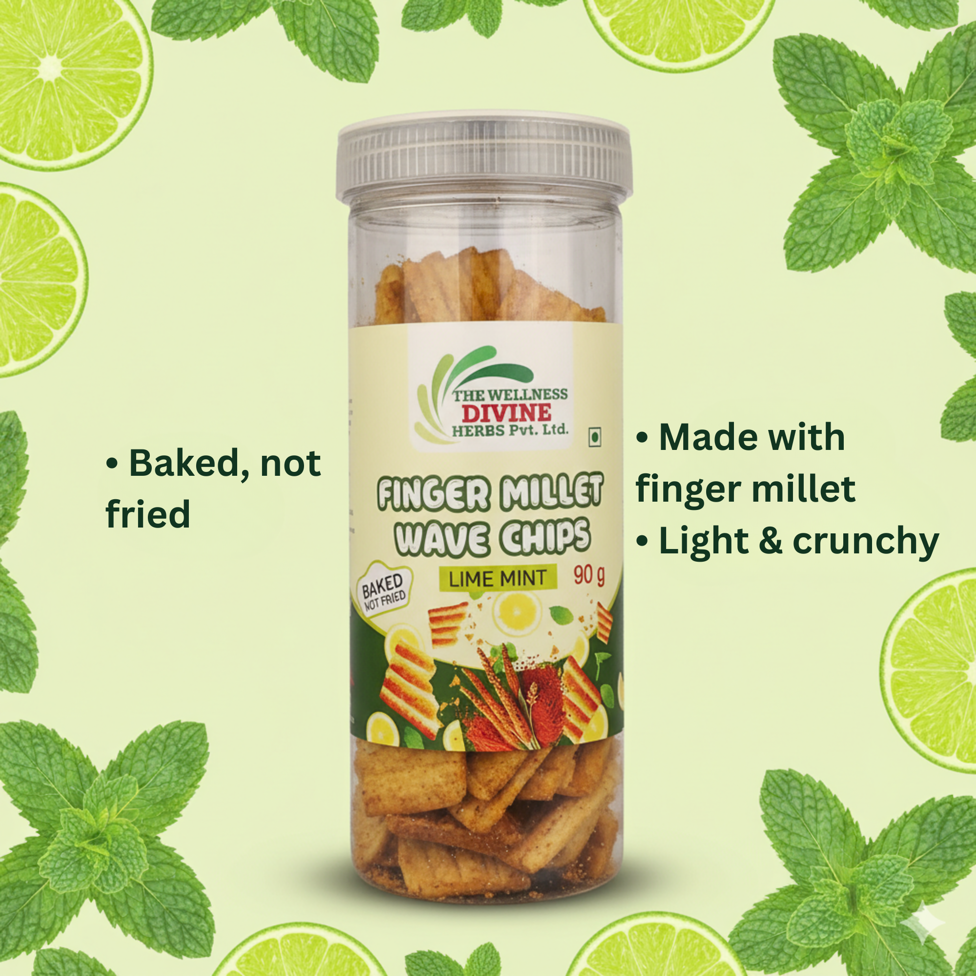 Finger Millet Wave Chips – Lime Mint